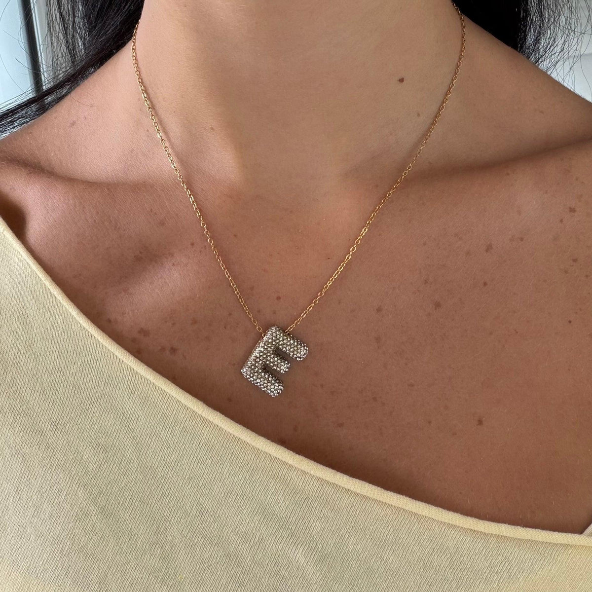 Pave Bubble Letter Necklace