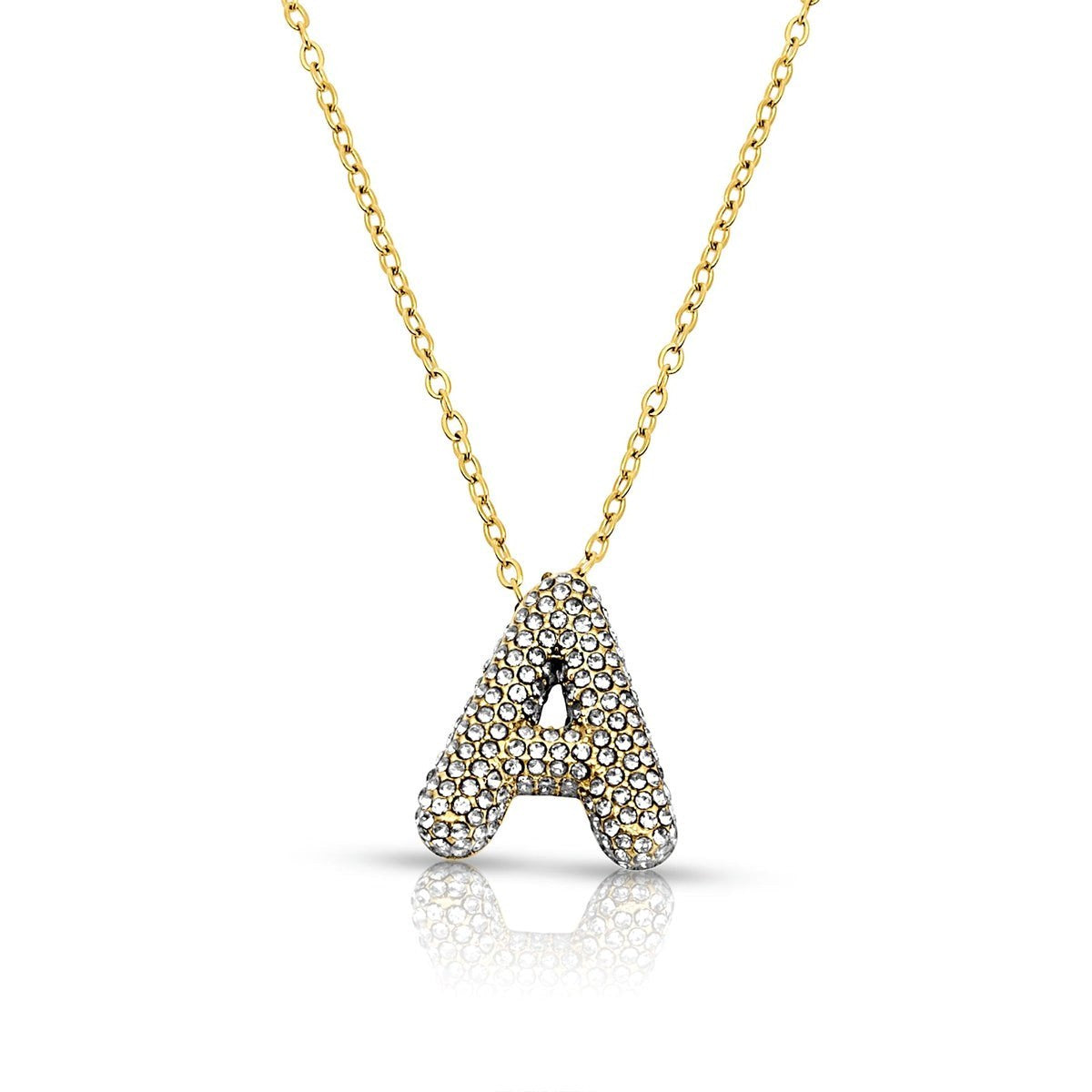 Pave Bubble Letter Necklace