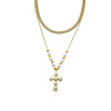 Pearly Blessing  Cross Double Layered Necklace
