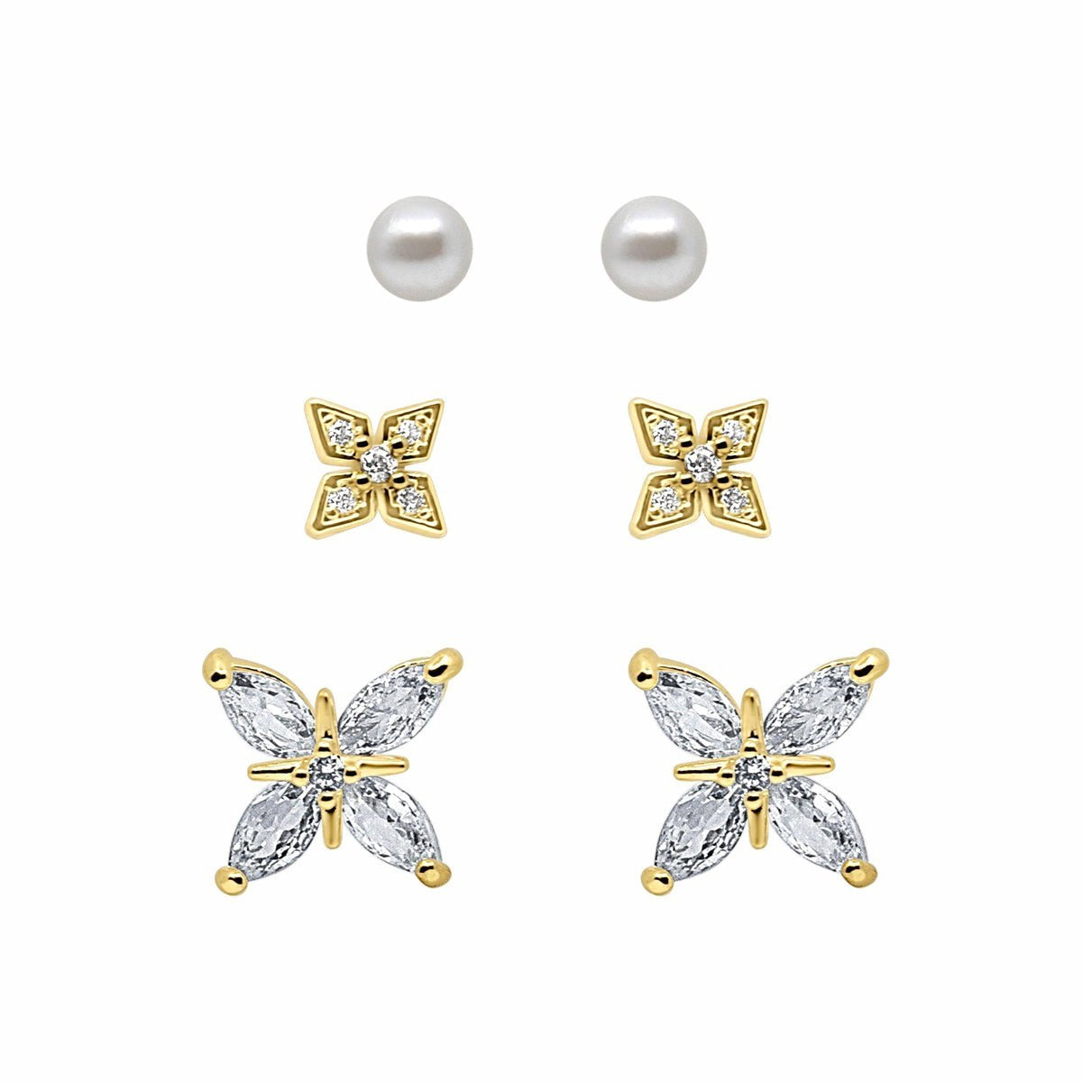 Petite Bloom Stud Earrings 3 Piece Pack